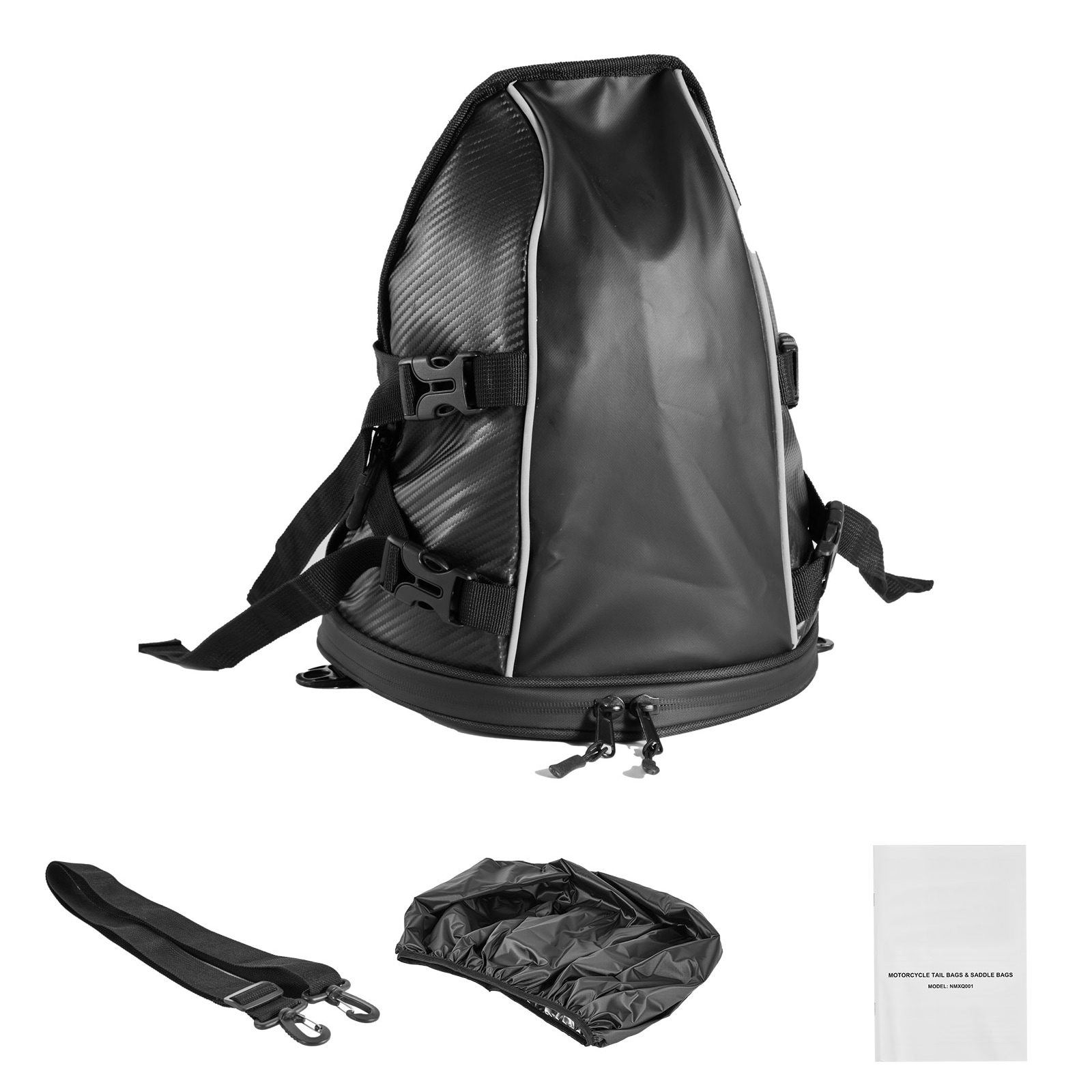 Motorcycle Tail Bag Waterproof Rear Seat Bag For Men Black_voghion.com
